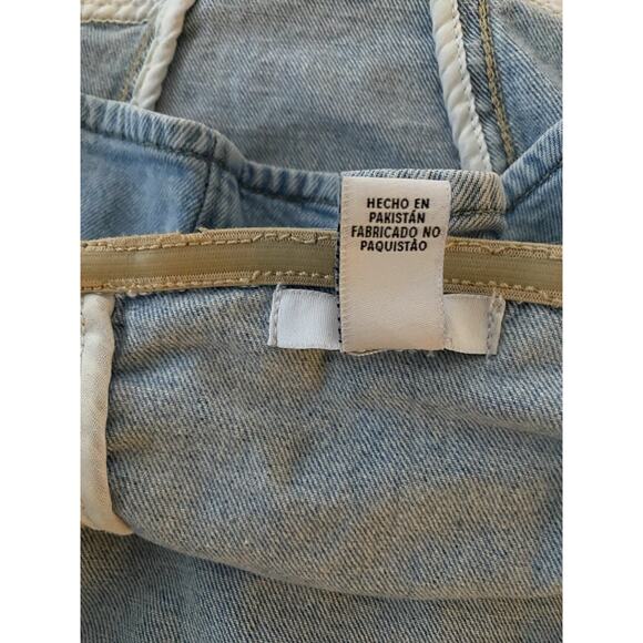 Tube Top Womens Small Y2K Side Zip Elastic Hem Tube Top Medium Wash Denim Corset - Picture 4 of 8